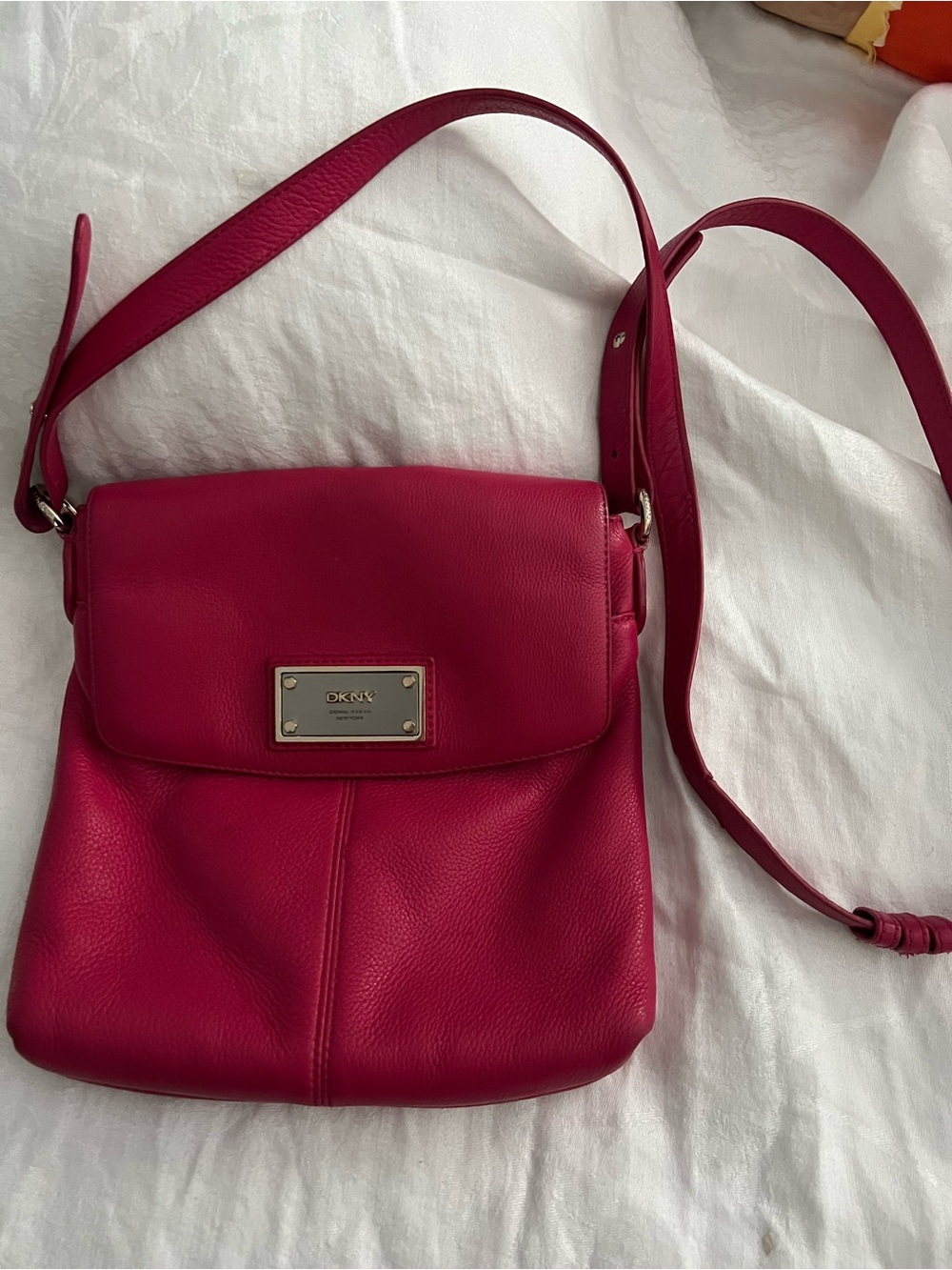 DKNY Pink Pebbled Leather Crossbody Bag